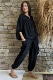 Basso Tie Smock Blouse Black